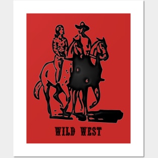 Western Era - Wild West Cowboy and Cowgirl on Horseback Posters and Art